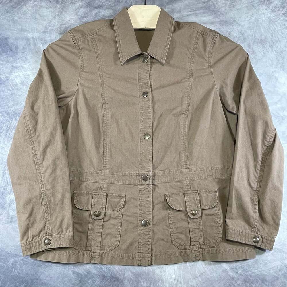 Eddie Bauer Utility Field Jacket Size 16 Brown Cotton